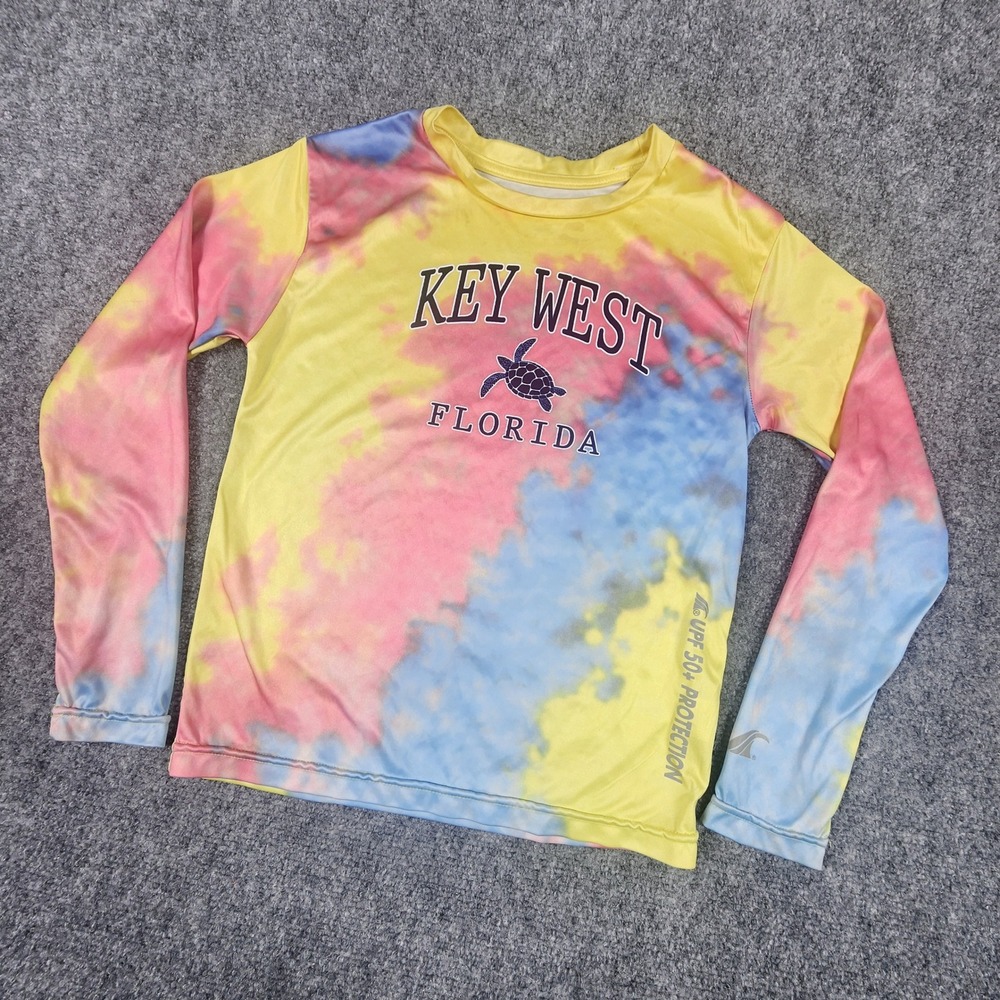 Ocean Blue Key West Florida Tie Dye Sun Shirt UPF 50+ Long Sleeve Medium‎